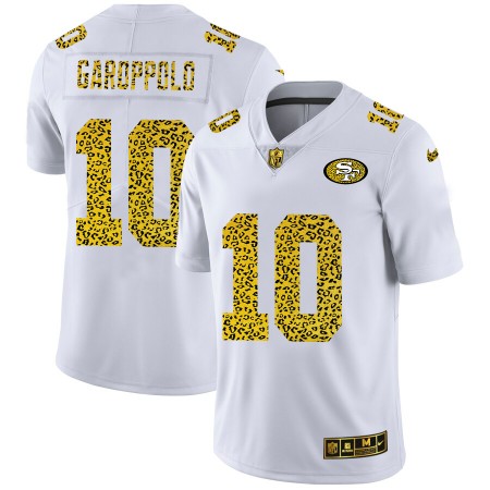 Miesten San Francisco 49ers NFL Pelipaita Jimmy Garoppolo 10 Nike Flocked Leopard Print Valkoinen